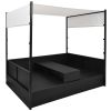 Patio Bed with Canopy Black 74.8"x51.2" Poly Rattan