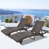 193*68*33cm S Shape Iron Frame Brown Gradient Beige Cushion Woven Rattan Bed
