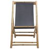 Deck Chair Bamboo and Canvas Dark Gray