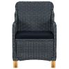 Patio Chairs with Cushions 2 pcs Poly Rattan Dark Gray
