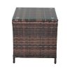 Glass Surface Brown Gradient Iron Frame Rattan Side Table