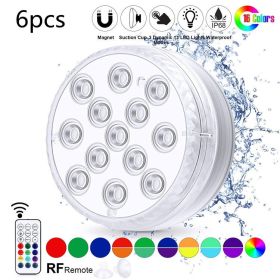 Led Beads Submersible Light Waterproof Underwater Lamp For Garden Swimming Pool Fountain Spa Party Bathroom Remote Control (Option: 6pcs)