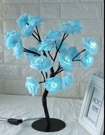 LED Tree Lamp Rose Small Tree Lamp Modeling Lamp Table Lamp (Option: Balck blue-EU)