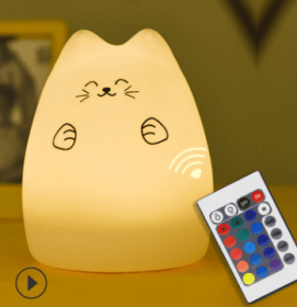 Silicone Touch Sensor LED Night Light For Children Baby Kids (Option: Pultus cat remote)
