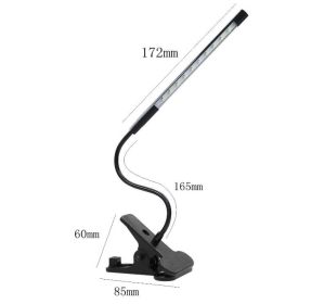 Clip on LED USB Light Flexible Reading Touch Desk Lamp (Color: Black)
