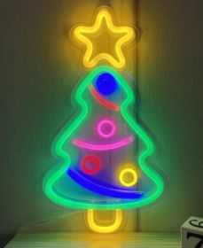 LED Neon Light, Acrylic Back Panel, Room Decoration Night Light (Option: Christmas tree-USB)