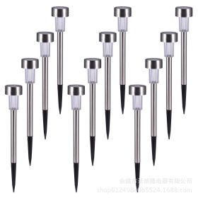 Factory wholesale stainless steel solar light lawn lamp LED garden light tube lamp foreign trade cross border explosion (Option: Warm light 12PC)