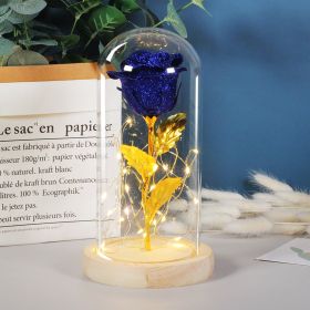 Mothers Day Gift Enchanted Forever Rose Flower In Glass LED Light Home Decoration (Option: Bright blue)