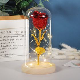 Mothers Day Gift Enchanted Forever Rose Flower In Glass LED Light Home Decoration (Option: Bright red)