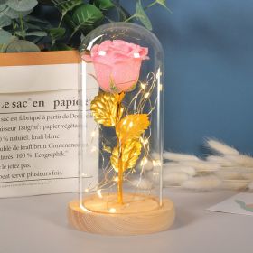 Mothers Day Gift Enchanted Forever Rose Flower In Glass LED Light Home Decoration (Option: Bright pink)