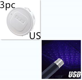 USB Ocean Star Projection Light (Option: 3PC US with USB Light Set)