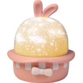 LED projector night light projector with USB 360 rotating starry sky projector (Option: Pink-Music box)
