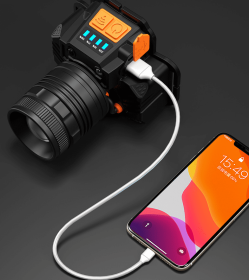 L2 Strong Light Zoom Headlight USB Charging Induction LED Light Night Flashlight (Option: Black-C-USB)