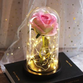Mothers Day Wedding Favors Bridesmaid Gift Immortal Simulation Rose Glass Cover Luminous Led Ornament (Option: B)