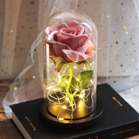 Mothers Day Wedding Favors Bridesmaid Gift Immortal Simulation Rose Glass Cover Luminous Led Ornament (Option: E)