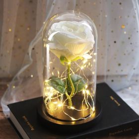 Mothers Day Wedding Favors Bridesmaid Gift Immortal Simulation Rose Glass Cover Luminous Led Ornament (Option: D)