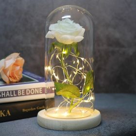 Mothers Day Wedding Favors Bridesmaid Gift Immortal Simulation Rose Glass Cover Luminous Led Ornament (Option: L)