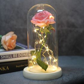 Mothers Day Wedding Favors Bridesmaid Gift Immortal Simulation Rose Glass Cover Luminous Led Ornament (Option: I)