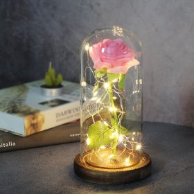 Mothers Day Wedding Favors Bridesmaid Gift Immortal Simulation Rose Glass Cover Luminous Led Ornament (Option: J)