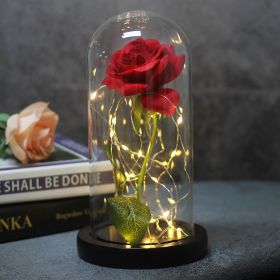 Mothers Day Wedding Favors Bridesmaid Gift Immortal Simulation Rose Glass Cover Luminous Led Ornament (Option: F)