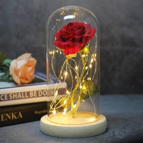 Mothers Day Wedding Favors Bridesmaid Gift Immortal Simulation Rose Glass Cover Luminous Led Ornament (Option: G)