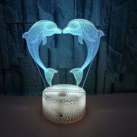 Boutique Customized Gift Box With Colorful 3D Dolphin Light 3D LightIllusionLight LED Light 3D Touch Small TableLamp (Option: Cracked-Remote control touch switch)