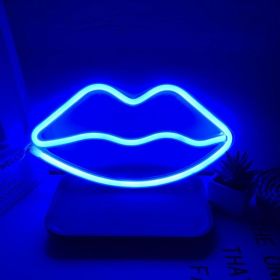 AliExpress LED Neon Lights Bedroom Room Decoration Moon NeonLights USB Battery Dual-Purpose Modeling Lights (Option: Blue lips)