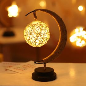 Led Moon Light Wrought Iron Ornament Light Star Shape Copper Wire Light Decorative Light USB Battery (Option: Warm White-Battery models-Round ball)