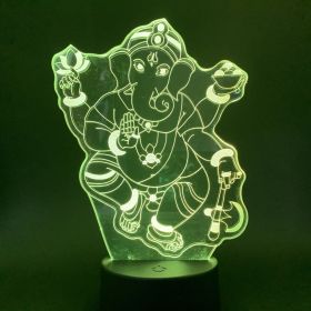 3D Night Light Indian Mythology Elephant Head God Creative Gift Table Lamp (Option: 4 Ganesha-Colorful touch remote control)
