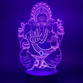 3D Night Light Indian Mythology Elephant Head God Creative Gift Table Lamp (Option: 3 Ganesha-USB battery dual use)