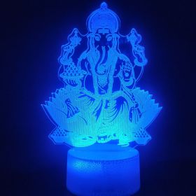 3D Night Light Indian Mythology Elephant Head God Creative Gift Table Lamp (Option: 5 Ganesha-With alarm clock base)