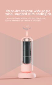 Retro Tower Fan Usb Charging Mini Fan Home Desktop Office Fan Dormitory Indoor Silent Shaking Head Fan (Color: Pink)