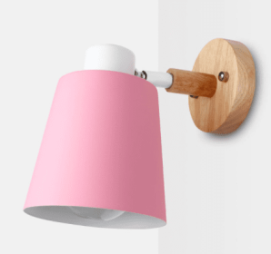 Bedside Wall Lamp Wooden Plug Switch Nordic Decorative Lamps (Option: Pink-EU)