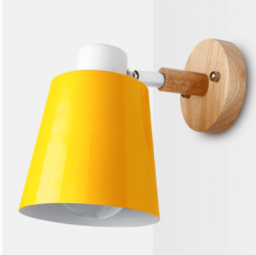 Bedside Wall Lamp Wooden Plug Switch Nordic Decorative Lamps (Option: Yellow-EU)
