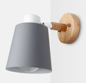Bedside Wall Lamp Wooden Plug Switch Nordic Decorative Lamps (Option: Grey-EU)