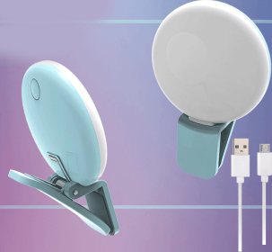 Mini Fill Light For Beauty Selfie Round Live Clip External LEDmini Small Q Mobile Phone Selfie Fill Light (Color: Blue)
