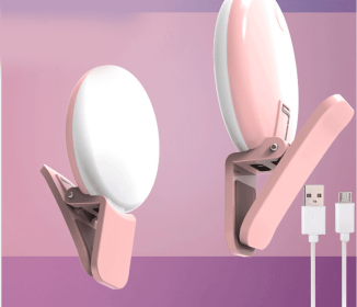 Mini Fill Light For Beauty Selfie Round Live Clip External LEDmini Small Q Mobile Phone Selfie Fill Light (Color: Pink)