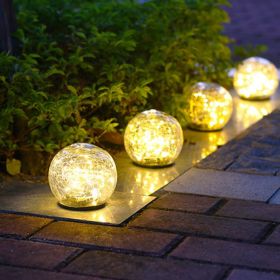 Cracked Glass Ball LED Solar Light Solar Power Garden Light Outdoor Waterproof Ground Lamp Buried Light for Path Yard Lawn (Option: 12cm)