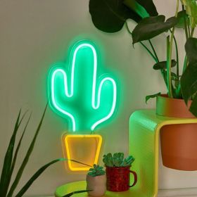Creative Hanging Wall Bar Atmosphere Light Qing Bar Home Stay Hanging Light Romantic Bedroom Room Layout (Option: Cactus green light-USB)