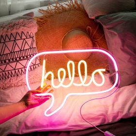 Creative Hanging Wall Bar Atmosphere Light Qing Bar Home Stay Hanging Light Romantic Bedroom Room Layout (Option: Hello powder light-USB)