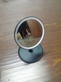 Hot-Selling Makeup Mirror Led Light Mirror Portable Three-Color Adjustable Vanity Mirror Desktop Beauty Dormitory Makeup Mirror With Light (Option: Black-Threecolor charging-USB)