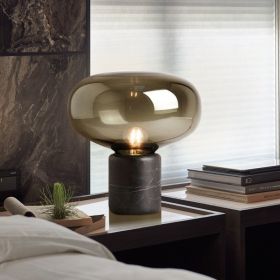 Modern Minimalist Marble Smoky Gray Living Room Bedroom Study Light Luxury Table Lamp (Option: Cognac-AU)