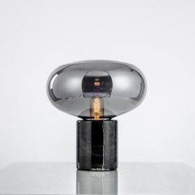 Modern Minimalist Marble Smoky Gray Living Room Bedroom Study Light Luxury Table Lamp (Option: Smoky gray-UK)