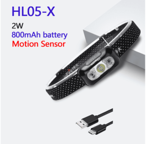 Shenhuo Led Headlights With High Brightness, Long Battery Life, Strong Light, Light And Small Rechargeable Headset (Option: X black)