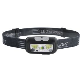 Sensor Headlight USB Charging Strong Light Outdoor Light LED Red Running Light (Color: Black)