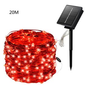 Decorative Outdoor Courtyard Colored Outdoor Christmas Copper Wire String Lights (Option: Red-20M 200LED)