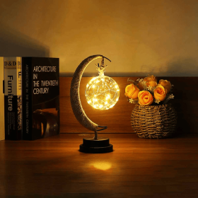 Led Moon Light Wrought Iron Ornament Light Star Shape Copper Wire Light Decorative Light USB Battery (Option: Warm White-USB models-A Round ball)