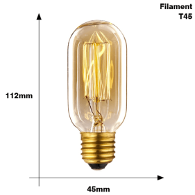 Edison Bulb E27 220V 40W ST64 A19 T45 G80 G95 G125 Incandescent filament bulb lighting Retro Edison Light Bulb (Option: T45 Filament)