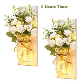 Immortal flower wood wall lamp (Option: White remote)