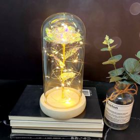 Mothers Day Wedding Favors Bridesmaid Gift Immortal Simulation Rose Glass Cover Luminous Led Ornament (Option: P)